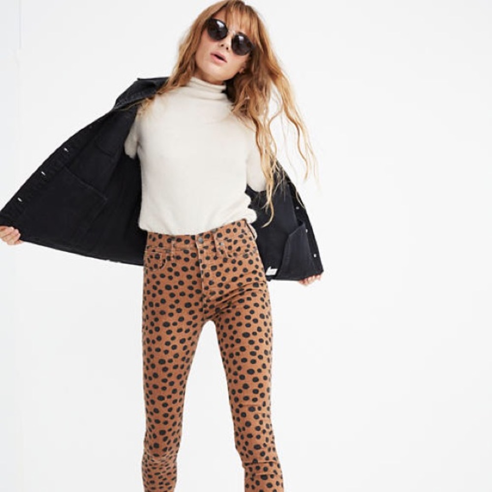NWT Madewell 10” High-Rise Skinny Polka Dot Jeans